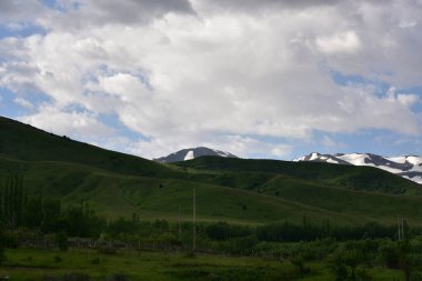 Doğa manzarası, güneşli bir günde Yeşil Dağlar
