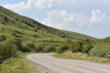 Doğa manzarası, güneşli bir günde Yeşil Dağlar