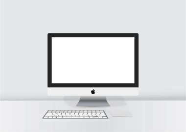 Gümüş iMac ve Beyaz Yüzey Çizim Tasarımı Klavyesi
