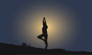 Bir Yoga Kızının Vektör İllüstrasyonu