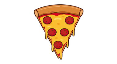 Beyaz arka planda izole edilmiş bir pizzanın vektör çizimi..