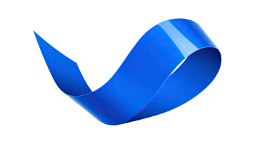 Pürüzsüz, dinamik kıvrımlı ve belirgin parlak bir dokusu olan bir Electric Blue Poly Kurdelesi.