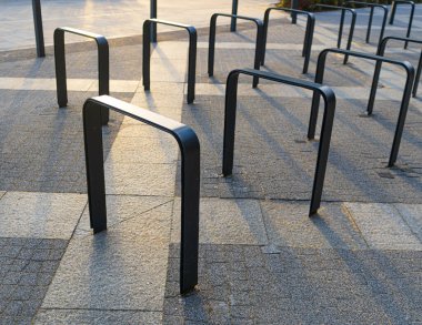 City Bicycle Parking, Bike Station Modern Bike Storage, Security Concept, Empty Street Bicycle Parking, Cycling Infrastructure
