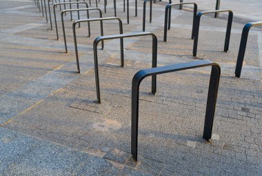 City Bicycle Parking, Bike Station Modern Bike Storage, Security Concept, Empty Street Bicycle Parking, Cycling Infrastructure
