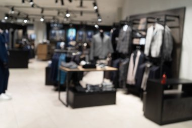 Blurred Men Cloth Shop, Showroom Store, Business Suit Boutique Interior