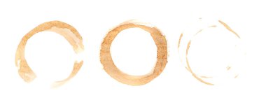 Coffee Stain Isolated, Coffe Wet Stamp, Mug Bottom Round Mark, Spilled Coffee Circle Stain Texture Set on White Background