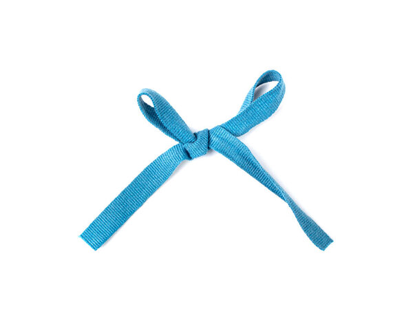 Braid Bow Isolated, Cotton Rope Bows, Blue Packaging Cord Knots, Knotted Rustic Gift, Eco-Friendly Natural Blue Rope Bow on White Background
