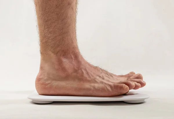 Bare Feet on Weight Scale, Bathroom Scale, Overweight Control, Obese Problem, Lost Weight Concept