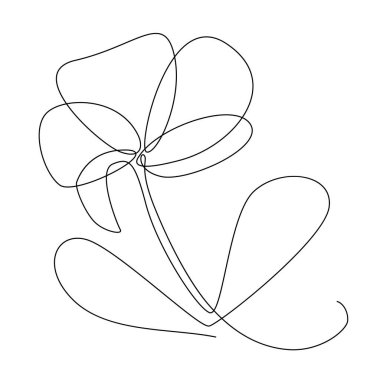 Continuous Thin Line Flower, Minimalist Botanical Drawing, One Line Art Flowering Blossom Icon, Single Floral Outline Drawing, Simple Plant Logo Vector Illustration