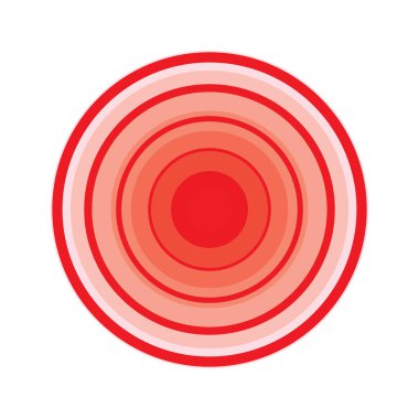 Pain Icon, Painful Spot Mark, Ache Symbol, Inflammation Painkiller Target, Pain Pointing Sign, Red Circle Illness Location, Vector Illustration