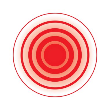 Pain Icon, Painful Spot Mark, Ache Symbol, Inflammation Painkiller Target, Pain Pointing Sign, Red Circle Illness Location, Vector Illustration