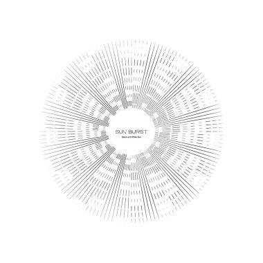 Vintage Sunburst, Retro Sun Vector Icon, Bursting Sun Rays, Black and White Star Pictograph, Speed Line Fast Motion, Sunset Beams Vector Illustration