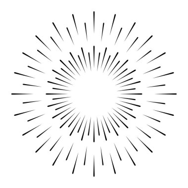 Vintage Sun Ray Vector Icon, Sunburst, Retro Bursting Sun Rays, Black and White Star Pictograph, Speed Line Fast Motion, Sunset Beams Vector Illustration