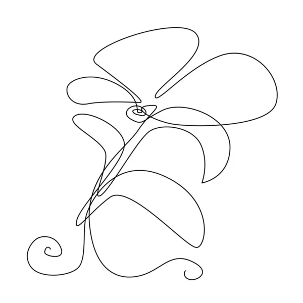 Continuous Thin Line Flower Minimalist Botanical Drawing One Line Art — Vetor de Stock