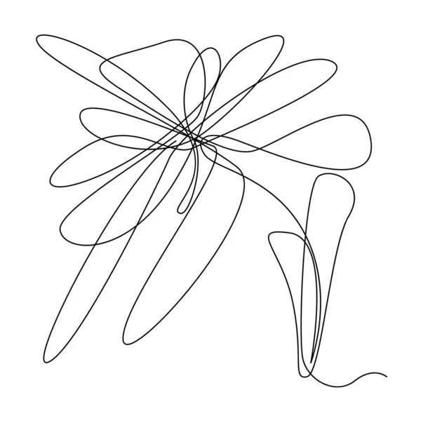 連続的な細い線の花 ミニマリズム植物画 一本の線のアート花のアイコン 一本の花の輪郭線のドローイング シンプルな植物のロゴベクトルイラスト — ストックベクタ