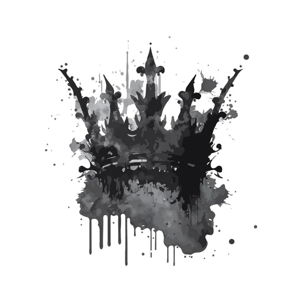 Черная Корона Акварель Изолированы Белом Фоне Акварель Всплеск Crown Vector — стоковый вектор