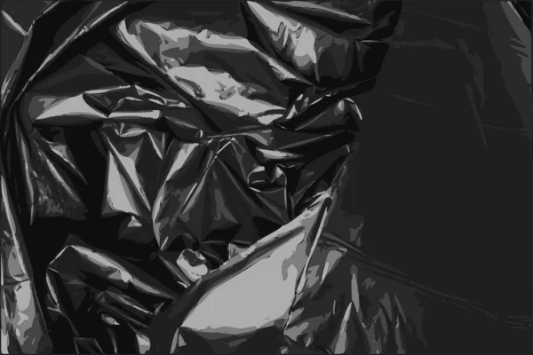 Crumpled Garbage Bag Texture Background Wrinkled Trash Package Pattern Used —  Vetores de Stock