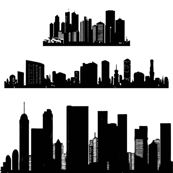 Silueta Ciudad Abstracta Icono Edificios Skyline Símbolo Urbano Panorámico Paisaje — Vector de stock