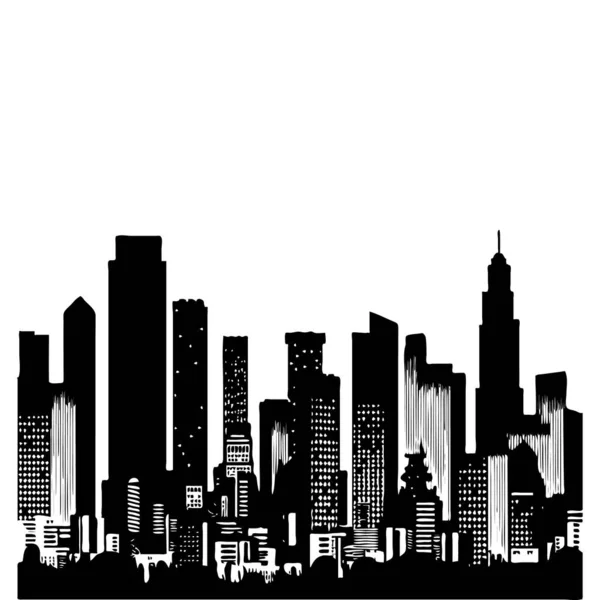 Astratto City Silhouette Icona Degli Edifici Skyline Simbolo Urbano Panoramico — Vettoriale Stock