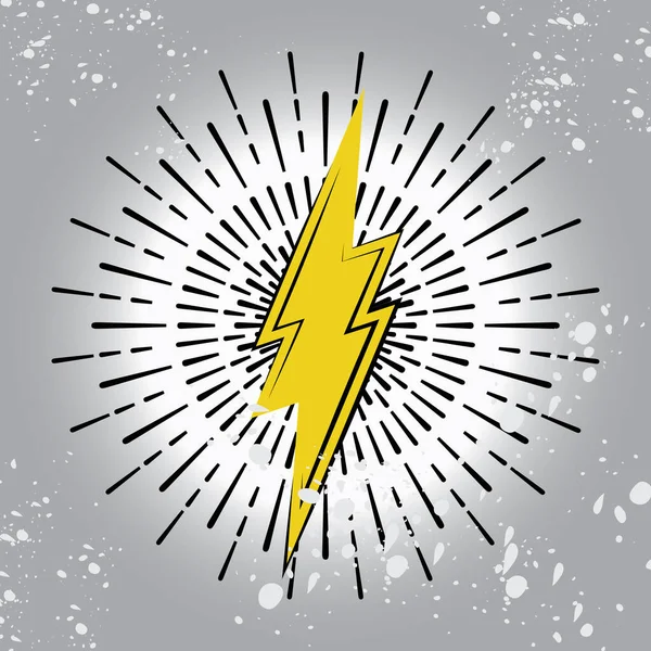 Lighting Strike Sun Rays Simple Vector Icon Isolated Vintage Charger — Vettoriale Stock