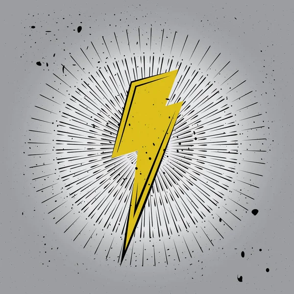 Lighting Strike Sun Rays Simple Vector Icon Isolated Vintage Charger — Vetor de Stock