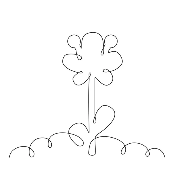 Continuous Thin Line Flower Minimalist Botanical Drawing One Line Art —  Vetores de Stock