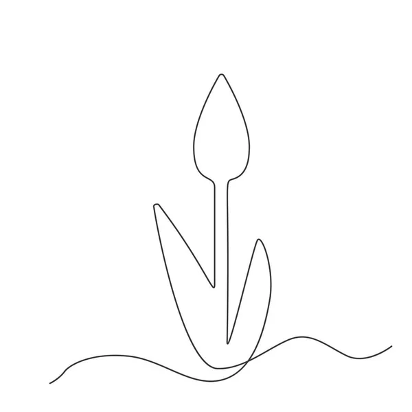 Continuous Thin Line Flower Minimalist Botanical Drawing One Line Art — Vettoriale Stock