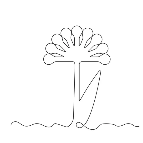 Continuous Thin Line Flower Minimalist Botanical Drawing One Line Art — Archivo Imágenes Vectoriales