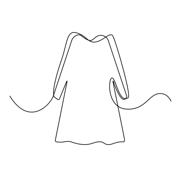 One Line Drawing Dress Continuous Line Woman Clothes Single Outline — 스톡 벡터