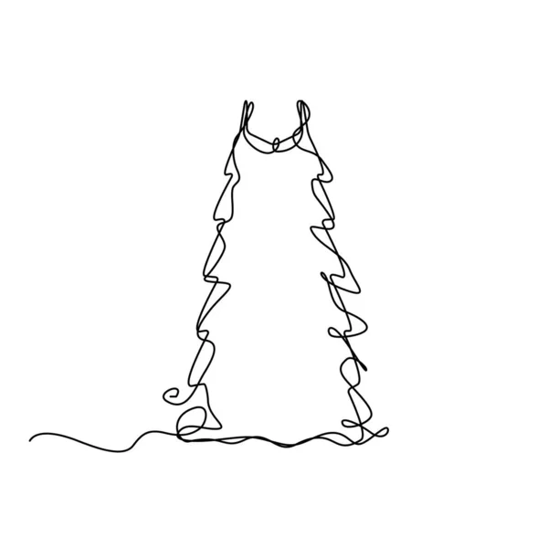 One Line Drawing Dress Continuous Line Woman Clothes Single Outline — 图库矢量图片