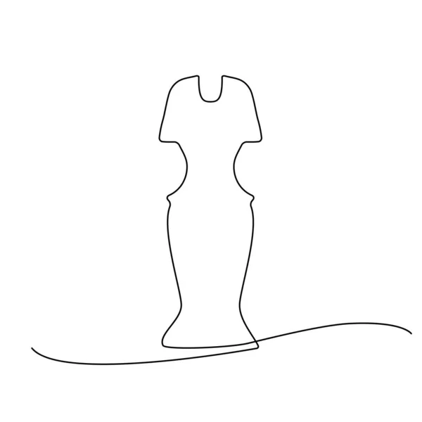 One Line Drawing Dress Continuous Line Woman Clothes Single Outline — стоковый вектор