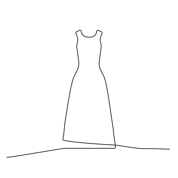 One Line Drawing Dress Continuous Line Woman Clothes Single Outline —  Vetores de Stock