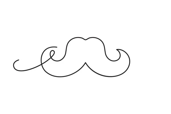 One Line Ritning Mustache Kontinuerlig Linje Pappa Morrhår Single Outline — Stock vektor