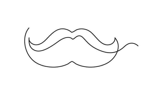 One Line Drawing Mustache Continuous Line Dad Whiskers Single Outline — Stock Vector