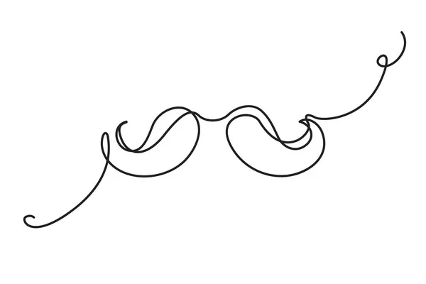 One Line Drawing Mustache Continuous Line Dad Whiskers Single Outline — 스톡 벡터