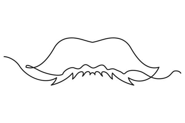 One Line Ritning Mustache Kontinuerlig Linje Pappa Morrhår Single Outline — Stock vektor