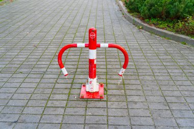 Folding Iron Barrier Prevents Parking, Red Metal Parking Barrier Outdoor