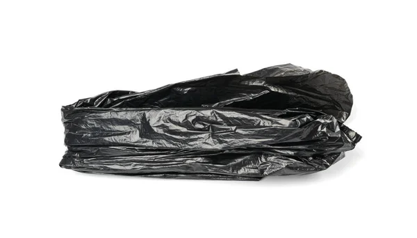 Crumpled Garbage Bag Isolated Wrinkled Trash Package Used Plastic Bin — Zdjęcie stockowe