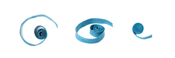 Twisted Braid Isolated Spiral Cotton Rope Blue Packaging Cord Eco —  Fotos de Stock