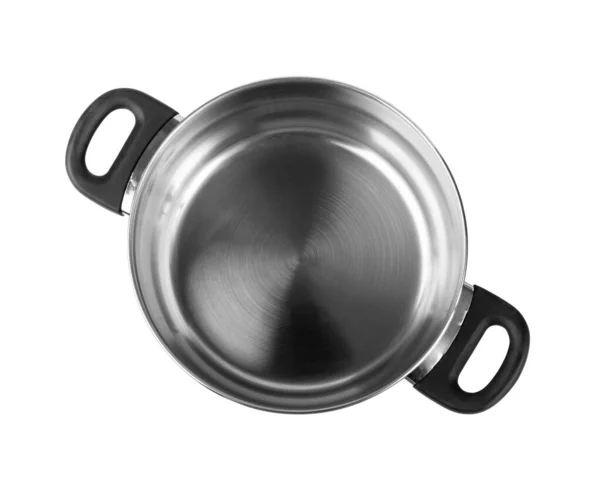 Новый Открытый Кухонный Горшок Изолированный Пустой Металлический Соус Посуда Супа — стоковое фото