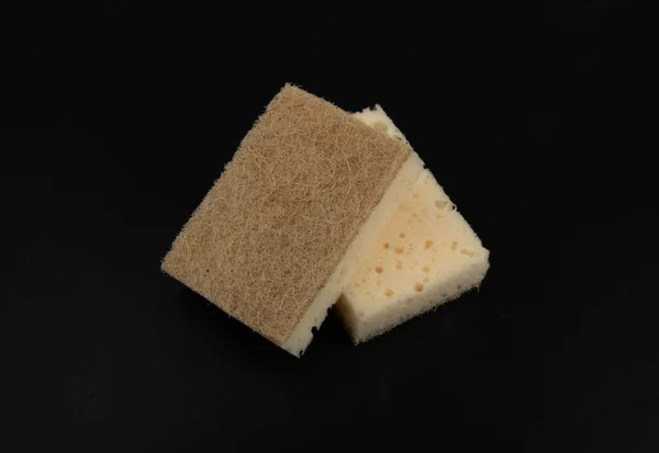 Natural Sponge Isolated Black Eco Brown Sponges Eco Friendly Hygiene — стоковое фото