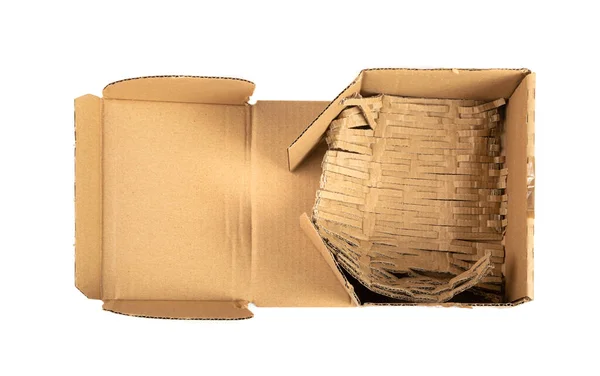 Used Open Box Isolated Craft Paper Delivery Package Old Carton — Stockfoto