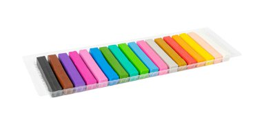 Plastik Kutu izole edildi, Clay Parça Paketi Modelleme, Yaratıcılık Modelleme Malzemesi, Clay Dough, Beyaz Arkaplan Plastiği, Kırpma Yolu