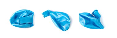 Patlamış balon izole edilmiş, sönmüş top, patlamış balon, patlamış balon, lateks lastik çöp, beyaz arka planda patlamış balon.