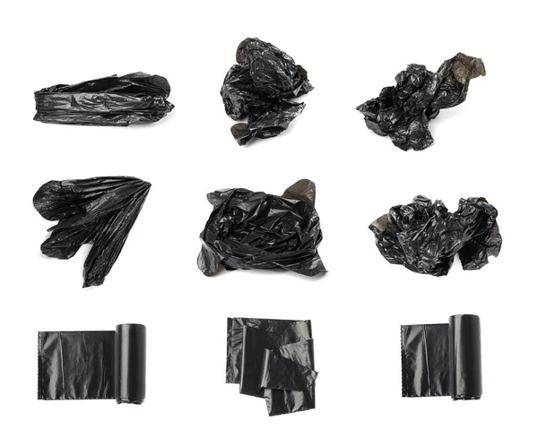 Garbage Bag Roll Isolated Trash Package New Rolled Plastic Bin - Stock-foto