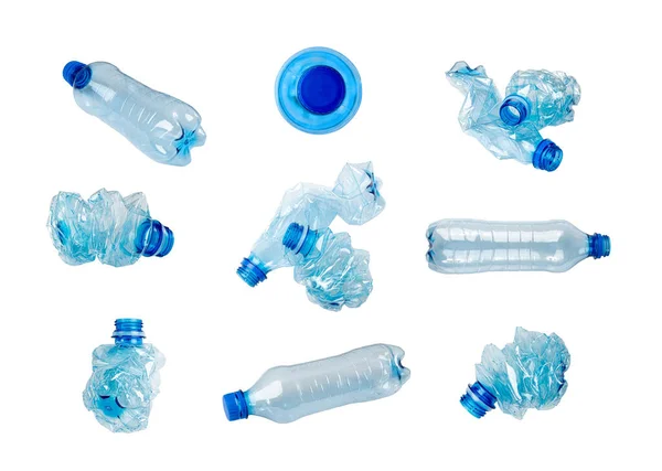 Blue Plastic Bottle Isolated Empty Plastic Bottle Global Pollution Concept — Foto Stock