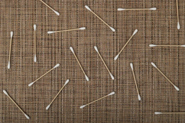 Cotton Swabs Pattern Eco Natural Paper Ear Sticks Texture Background — стокове фото