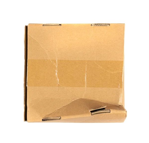 Damaged Box Isolated Craft Paper Delivery Package Broken Carton Packaging — стоковое фото
