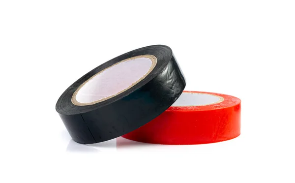 Blue Red Electrical Tape Isolated Plastic Duct Tape Rolls Colored — Fotografia de Stock