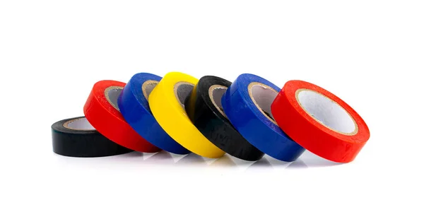 Colorful Electrical Tape Stack Isolated Plastic Duct Tape Rolls Colored — Fotografia de Stock